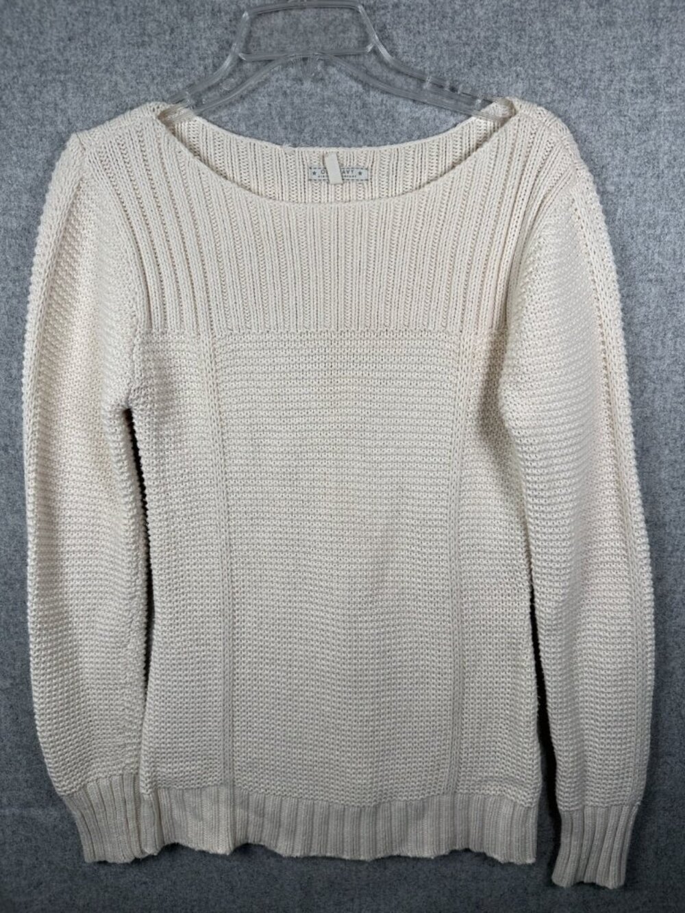 Vintage Old Navy Medium Y2K Sweater Womens‎ Cream Long Sleeve Pullover Knit 2007